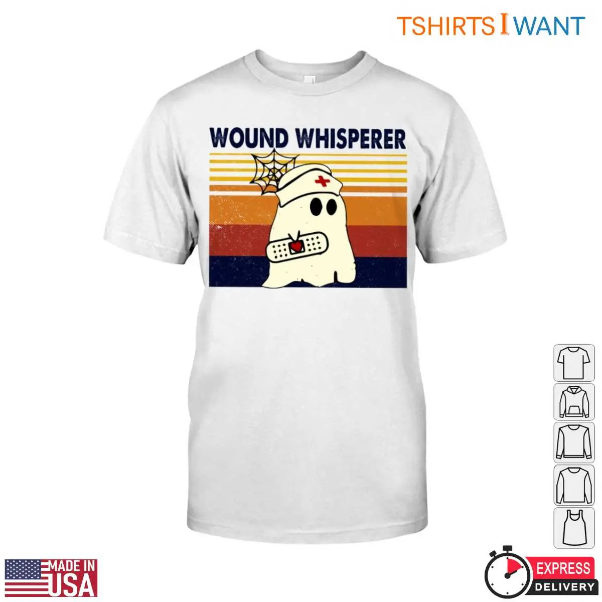 Wound Whisperer T-Shirt - Ghost Nurse with Bandage and Spider Web Graphic 1 Wound Whisperer Ghost Nurse Tee 1 1.jpg