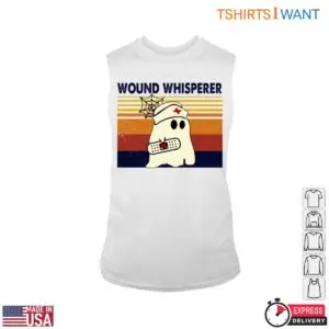 Wound Whisperer T-Shirt - Ghost Nurse with Bandage and Spider Web Graphic 8 Wound Whisperer Ghost Nurse Tee 3 1.jpg