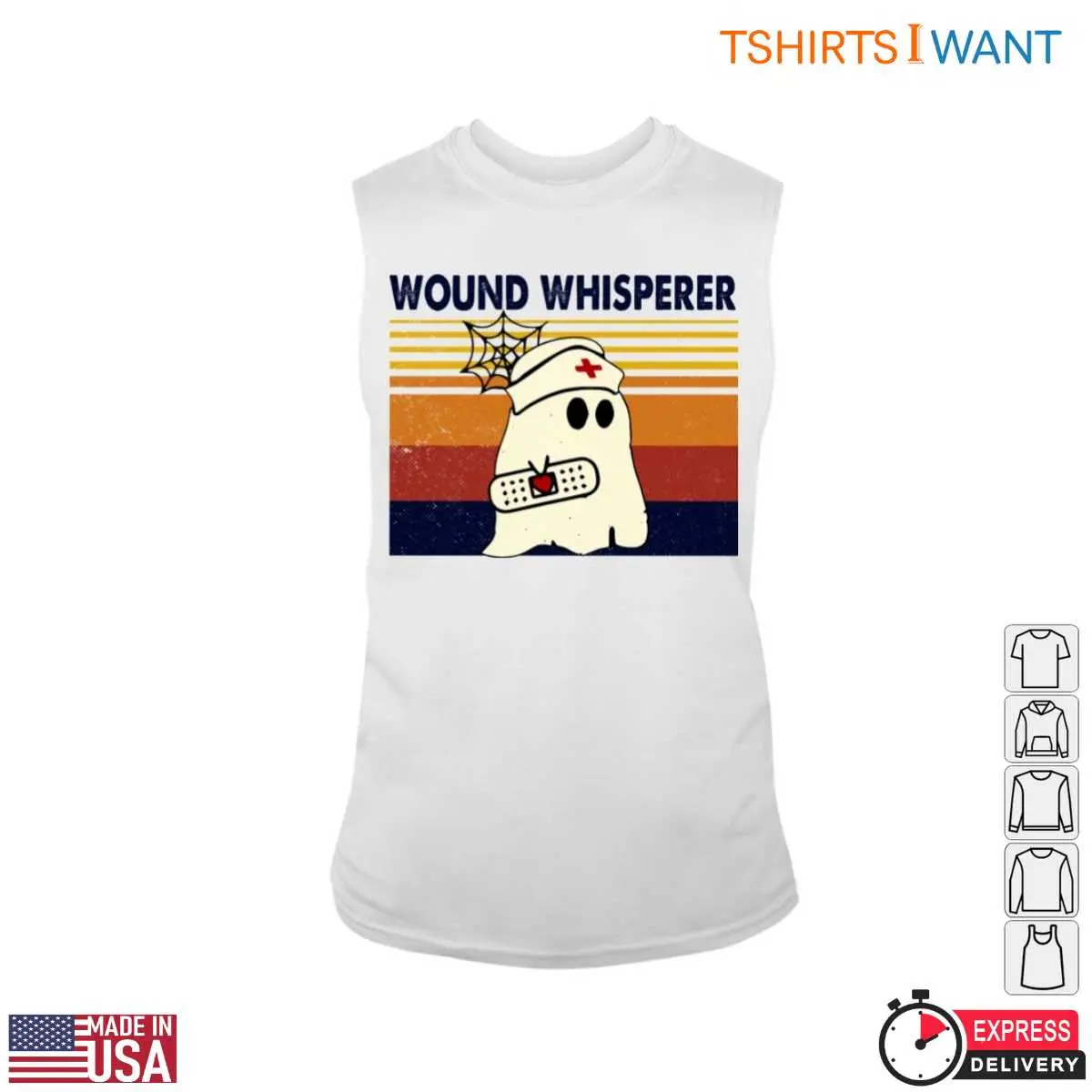 Wound Whisperer T-Shirt - Ghost Nurse with Bandage and Spider Web Graphic 13 Wound Whisperer T-Shirt Detail