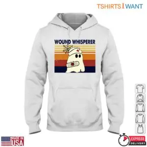 Wound Whisperer T-Shirt - Ghost Nurse with Bandage and Spider Web Graphic 9 Wound Whisperer Ghost Nurse Tee 4 1.jpg