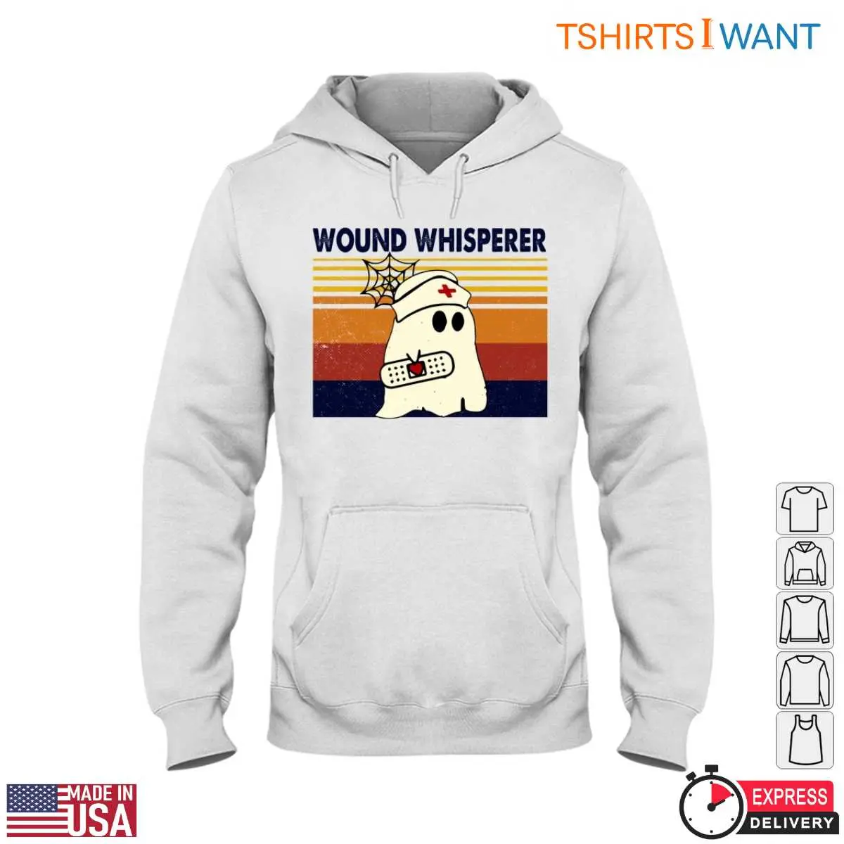 Wound Whisperer T-Shirt - Ghost Nurse with Bandage and Spider Web Graphic 4 Wound Whisperer Ghost Nurse Tee 4 1.jpg