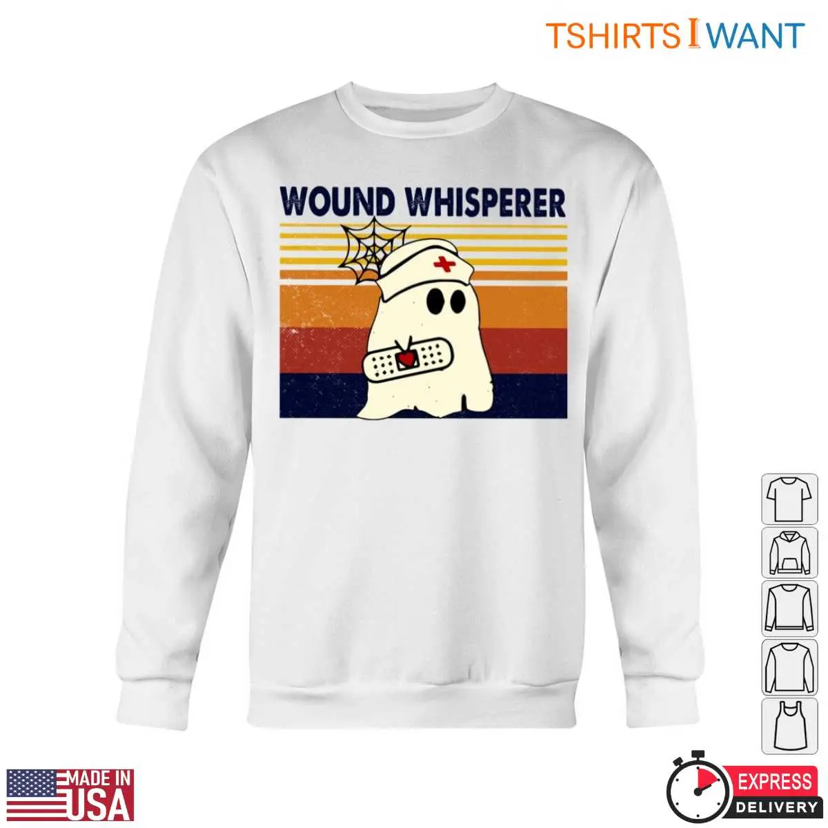 Wound Whisperer T-Shirt - Ghost Nurse with Bandage and Spider Web Graphic 5 Wound Whisperer Ghost Nurse Tee 5 1.jpg