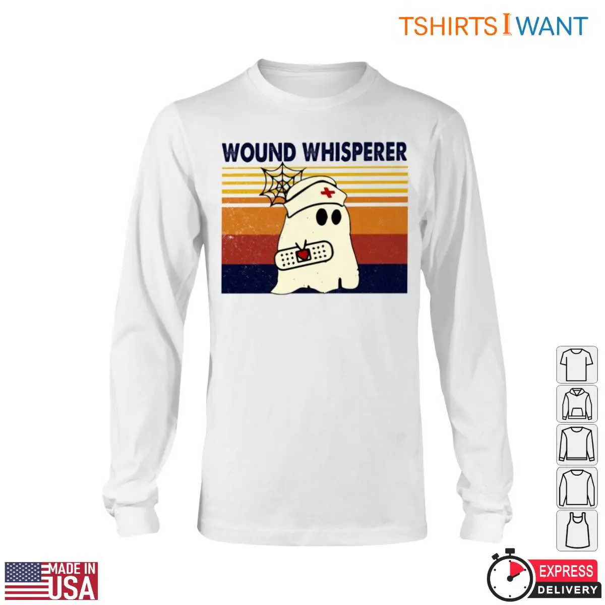 Wound Whisperer T-Shirt - Ghost Nurse with Bandage and Spider Web Graphic 6 Wound Whisperer Ghost Nurse Tee 6 1.jpg