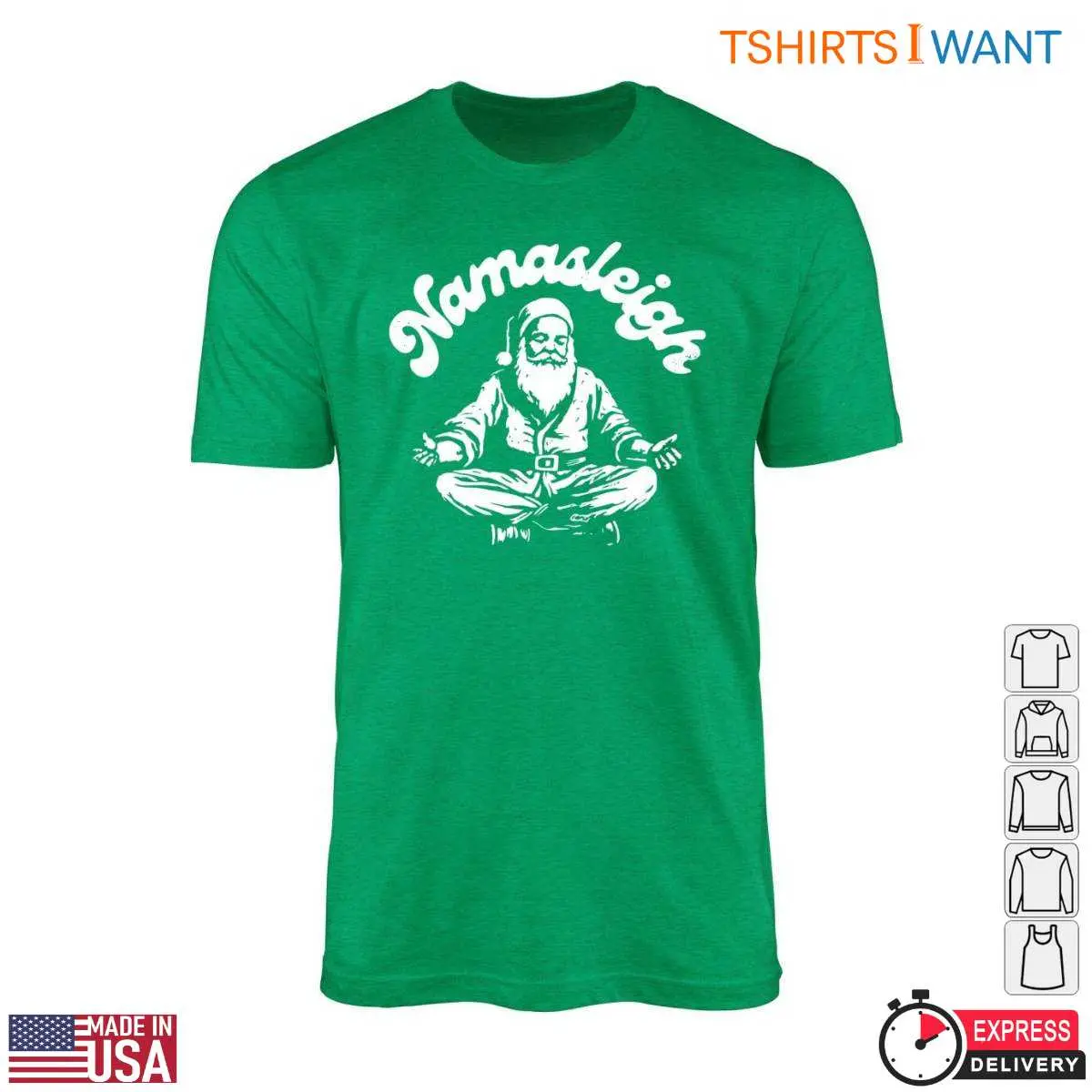Yoga Santa T-Shirt - Namasteigh Festive Meditation Tee 10 Yoga Santa T-Shirt Front View