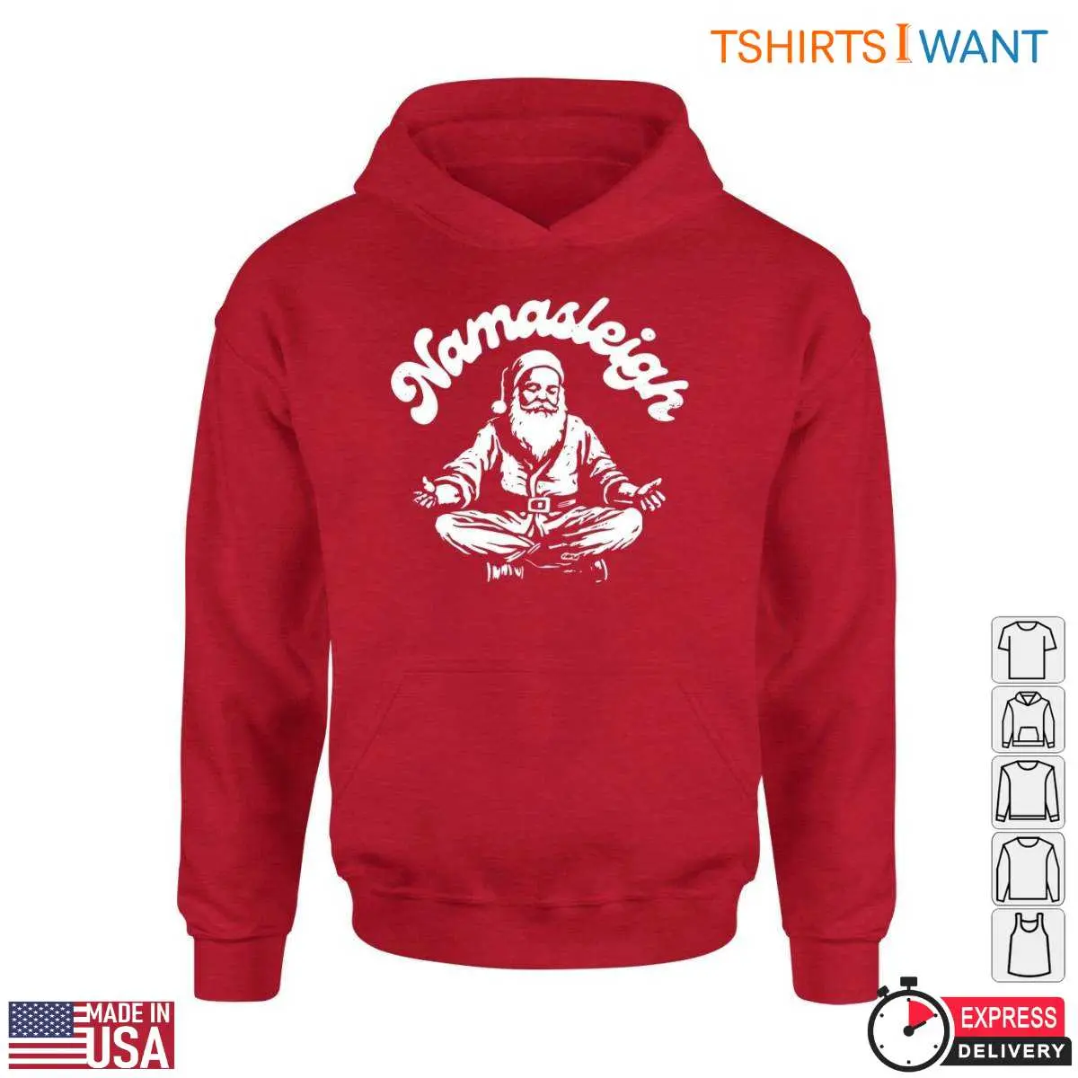 Yoga Santa T Shirt Namasteigh Festive Meditation Tee 2 1.jpg