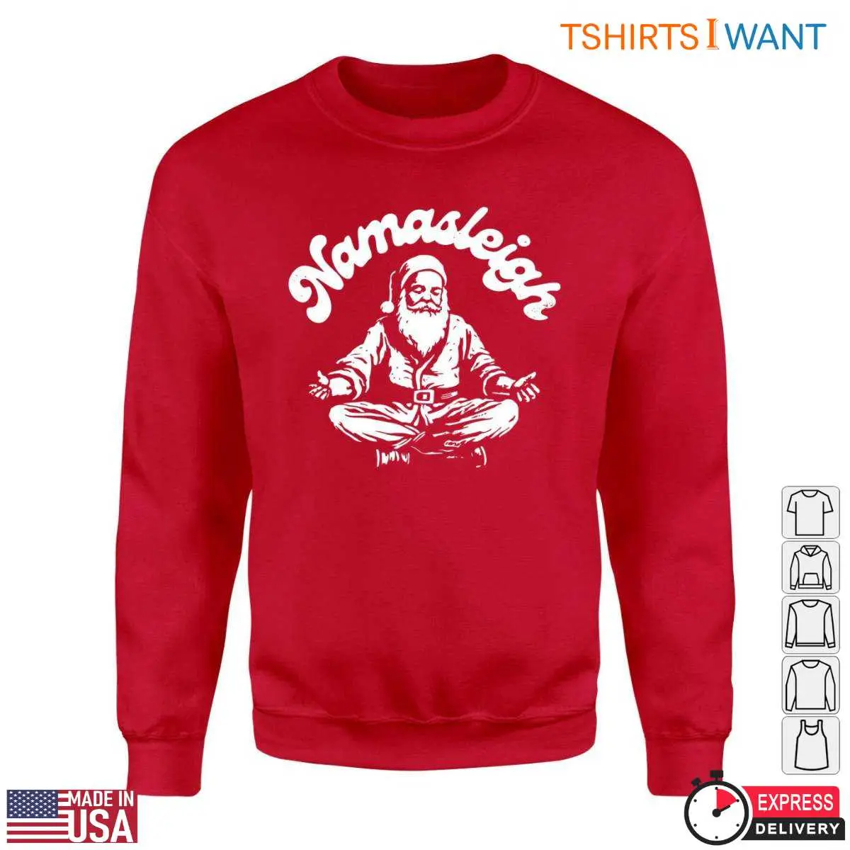 Yoga Santa T-Shirt - Namasteigh Festive Meditation Tee 11 Yoga Santa T-Shirt Detail