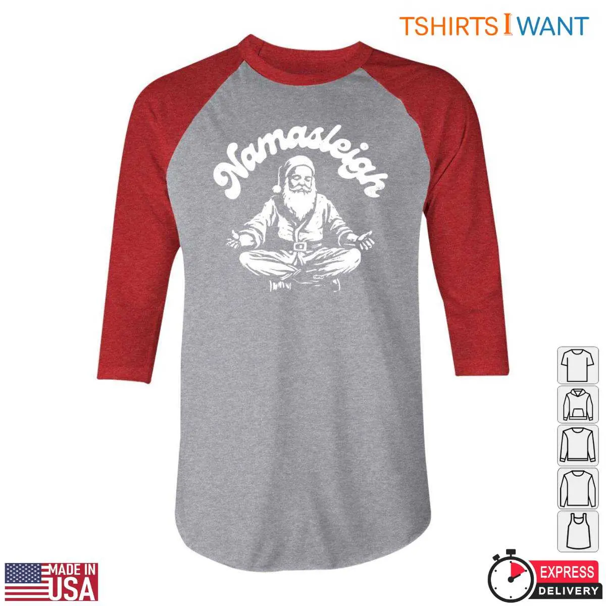 Yoga Santa T Shirt Namasteigh Festive Meditation Tee 4 1.jpg