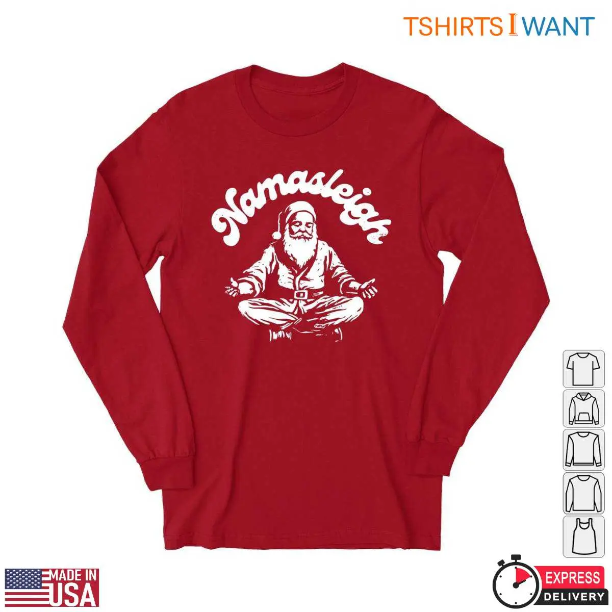 Yoga Santa T Shirt Namasteigh Festive Meditation Tee 5 1.jpg